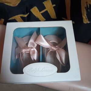 Baby size 1 Ralph Lauren brand new Pink lambskin leather Briley slip